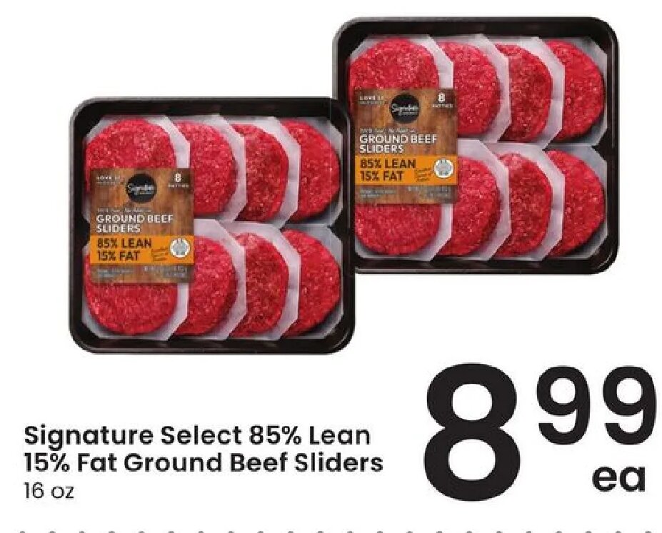 Signature Select 85% Lean Fat Ground Beef Sliders