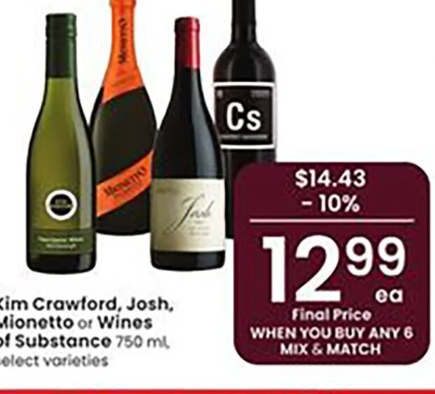 Kim Crawford, Josh, Mionetto or Wines