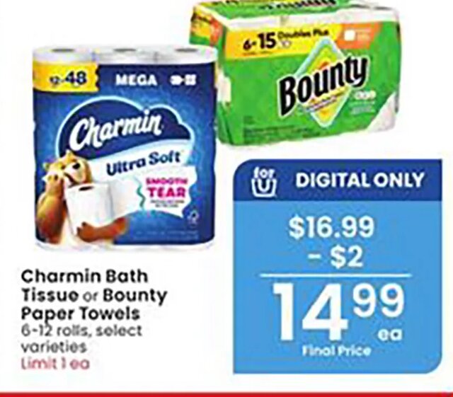 Charmin Bath Tissue or Bounty Paper Towels at Albertsons