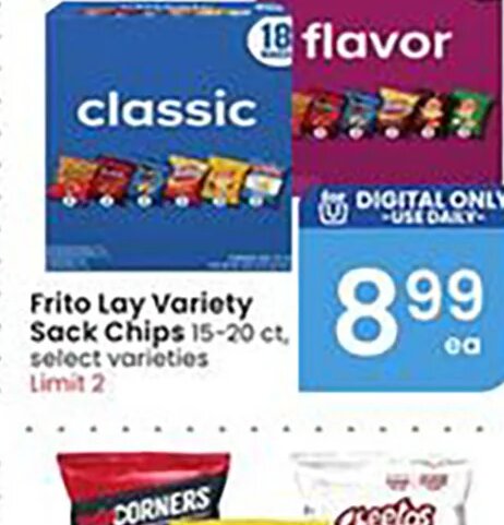 Frito Lay Variety Sack Chips