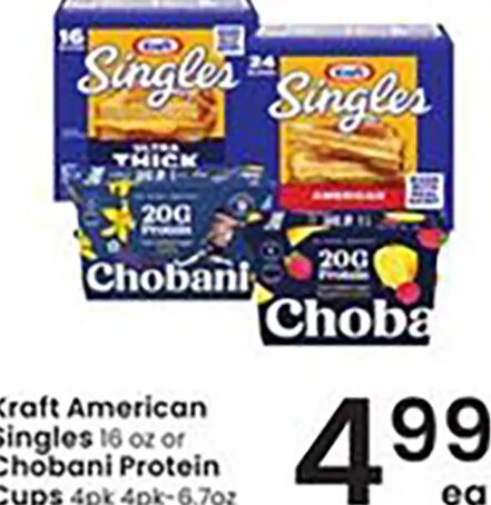 Kraft American Singles or Chobani Protein Cups at Albertsons