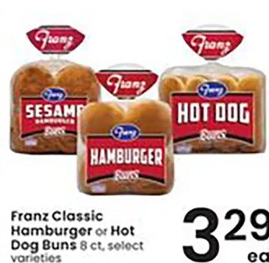 Franz Classic Hamburger or Hot Dog Buns