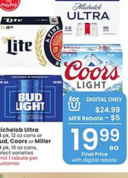Michelob Ultra, Coors Light, Bud Light at Albertsons