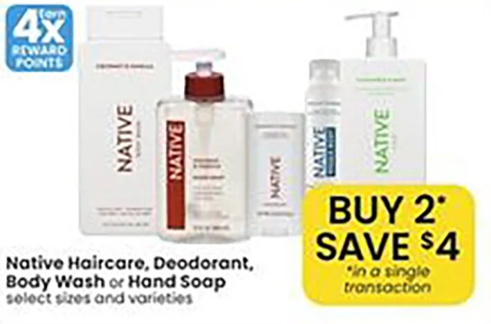 Native Haircare, Body Wash or Hand Soap