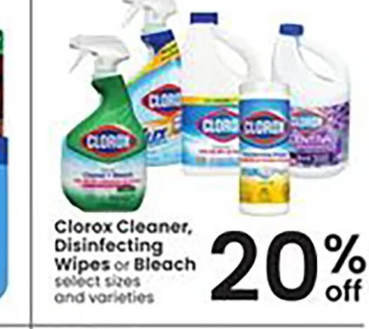 Clorox Cleaner, Disinfecting Wipes or Bleach