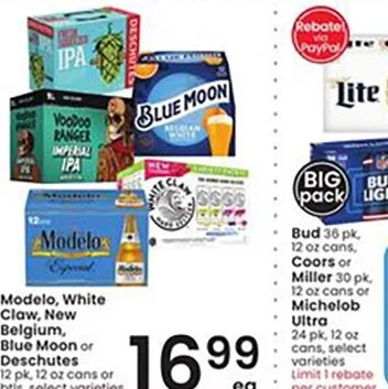Modelo, White Claw, New Belgium, Blue Moon or Deschutes at Albertsons