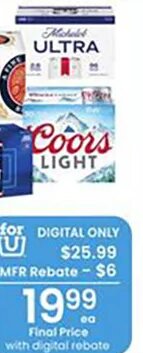 Bud, Coors or Miller or Michelob Ultra at Albertsons