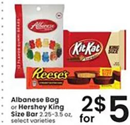 Albanese Bag or Hershey King Size at Albertsons