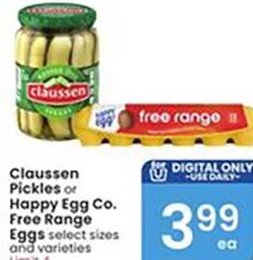 Claussen Pickles / Happy Egg Co. / Free Range Eggs at Albertsons