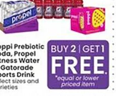 Poppi Prebiotic Soda, Propel Fitness Water or Gatorade Sports Drink