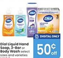 Dial Liquid Hand Soap, 3-Bar or Body Wash