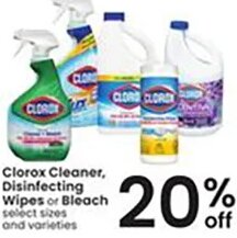 Clorox Cleaner, Disinfecting Wipes or Bleach
