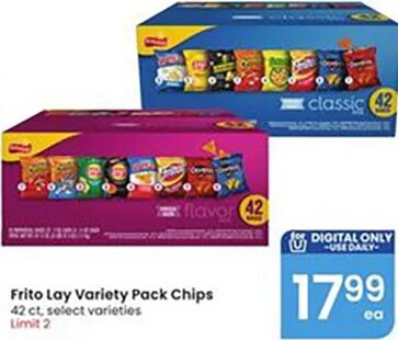 Frito Lay Variety Pack Chips at Albertsons