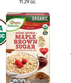 Simply Nature Organic Instant Oatmeal at ALDI