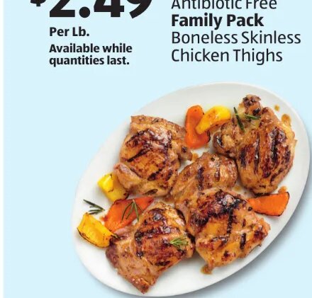 Antibiotic Free Family Pack Boneless Skinless Chicken Thighs
