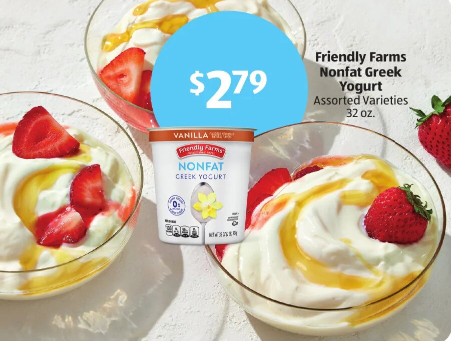 Friendly Farms Nonfat Greek Yogurt at ALDI