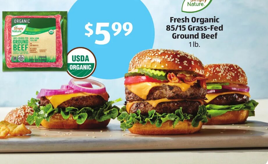 Simply Nature Fresh Organic 85/15 Ground Beef at ALDI