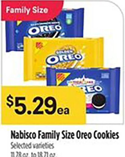 Nabisco Family Size Oreo Cookies at Bashas'