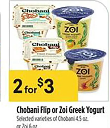 Chobani Flip or Zoi Greek Yogurt