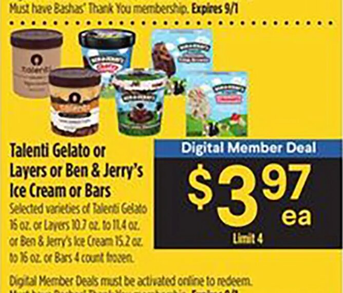 Talenti Gelato or Layers or Ben & Jerry's Ice Cream or Bars