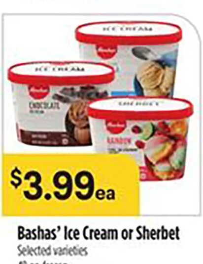 Bashas' Ice Cream or Sherbet