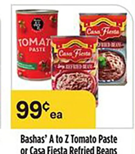 Bashas' A to Z Tomato Paste or Casa Fiesta Refried Beans