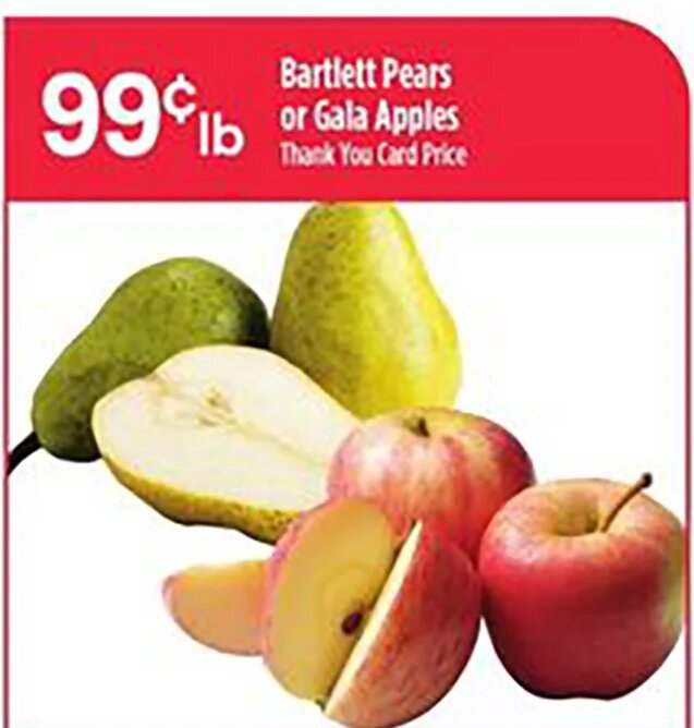 Bartlett Pears or Gala Apples at Bashas'