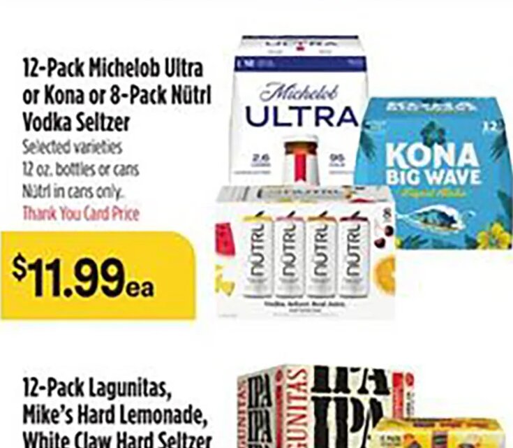 12-Pack Michelob Ultra or Kona or 8-Pack Nütrl Vodka Seltzer at Bashas'