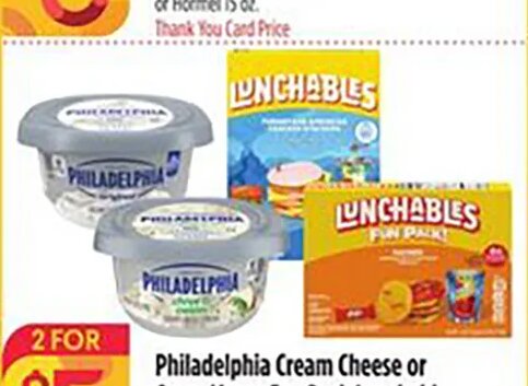 Philadelphia Cream Cheese or Oscar Mayer Fun Pack Lunchables at Bashas'