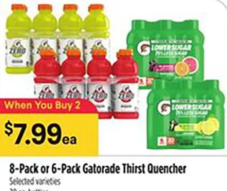 8-Pack or 6-Pack Gatorade Thirst Quencher at Bashas'