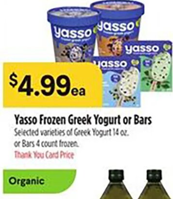 Yasso Frozen Greek Yogurt or Bars