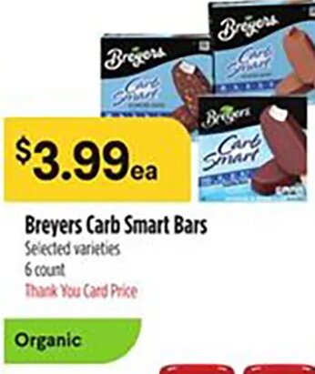 Breyers Carb Smart Bars at Bashas'
