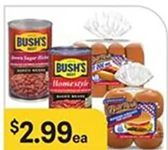 Bush's Baked Beans or Ball Park Buns at Bashas'