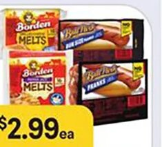 Borden Cheese Singles or Ball Park Meat Franks at Bashas'