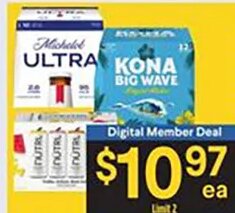 12-Pack Michelob Ultra or Kona or 8-Pack Nütrl Vodka Seltzer at Bashas'
