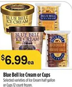 Blue Bell Ice Cream or Cups at Bashas'