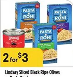 Lindsay Sliced Black Ripe Olives or Pasta Roni at Bashas'