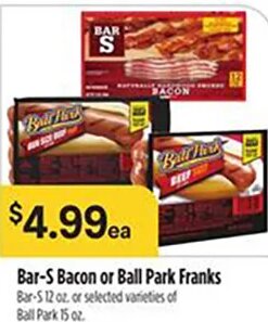Bar-S Bacon or Ball Park Franks at Bashas'