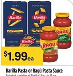 Barilla Pasta or Ragú Pasta Sauce at Bashas'