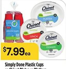 Simply Done Plastic Cups or Chinet Plates or Platters