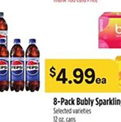 8-Pack Bubly Sparkling Water at Bashas'