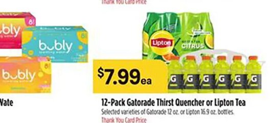 12-Pack Gatorade Thirst Quencher or Lipton Tea at Bashas'