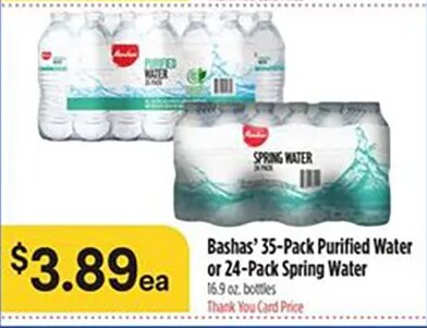 Bashas' 35-Pack Purified Water or 24-Pack Spring Water at Bashas'