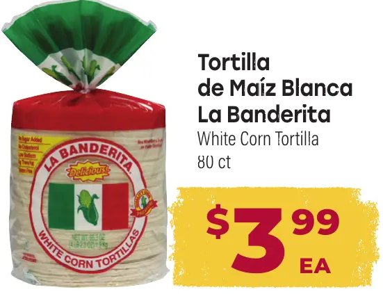 Tortilla de Maíz Blanca La Banderita