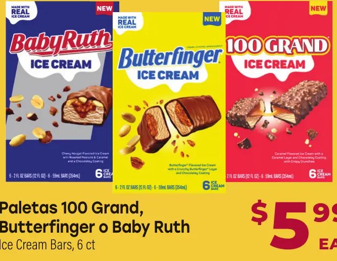 Paletas 100 Grand, Butterfinger o Baby Ruth