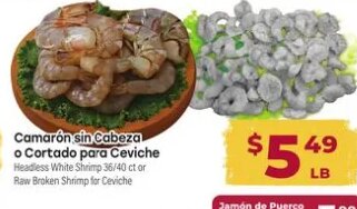 Camarón sin Cabeza o Cortado para Ceviche at Cardenas Markets