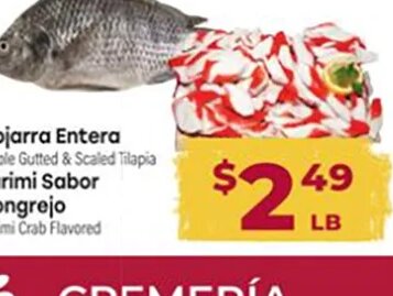 Mojarra Entera / Surimi Sabor Congrejo