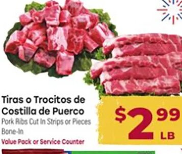Tiras o Trocitos de Costilla de Puerco