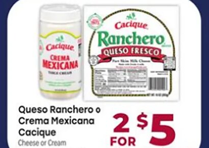 Cacique Queso Ranchero o Crema Mexicana