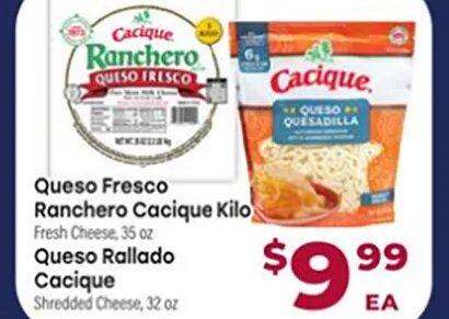 Queso Fresco Ranchero Cacique / Queso Rallado Cacique at Cardenas Markets